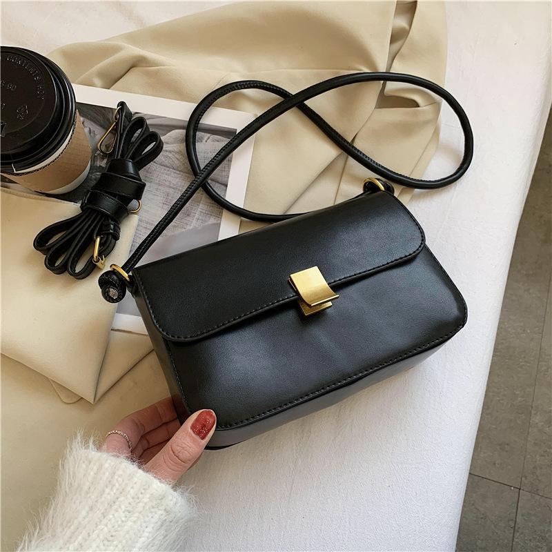

High Quality Solid Color Small Square Bag 2021 New Fashion Women Handbag And Purse Single Shoulder Slung Crossbody Bag For Women, Black