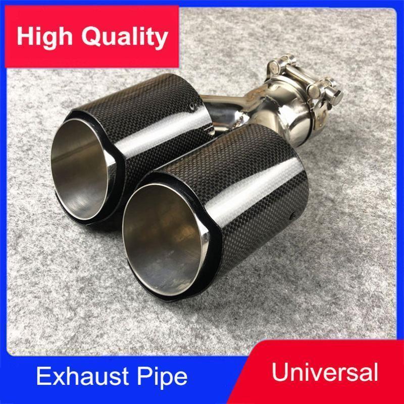 

Motorcycle Exhaust System Y Model Dual Equal Length Rear Tip Shiny Carbon Fiber Tail Muffler End Pipes Car Universal Modification (1 PCS)1