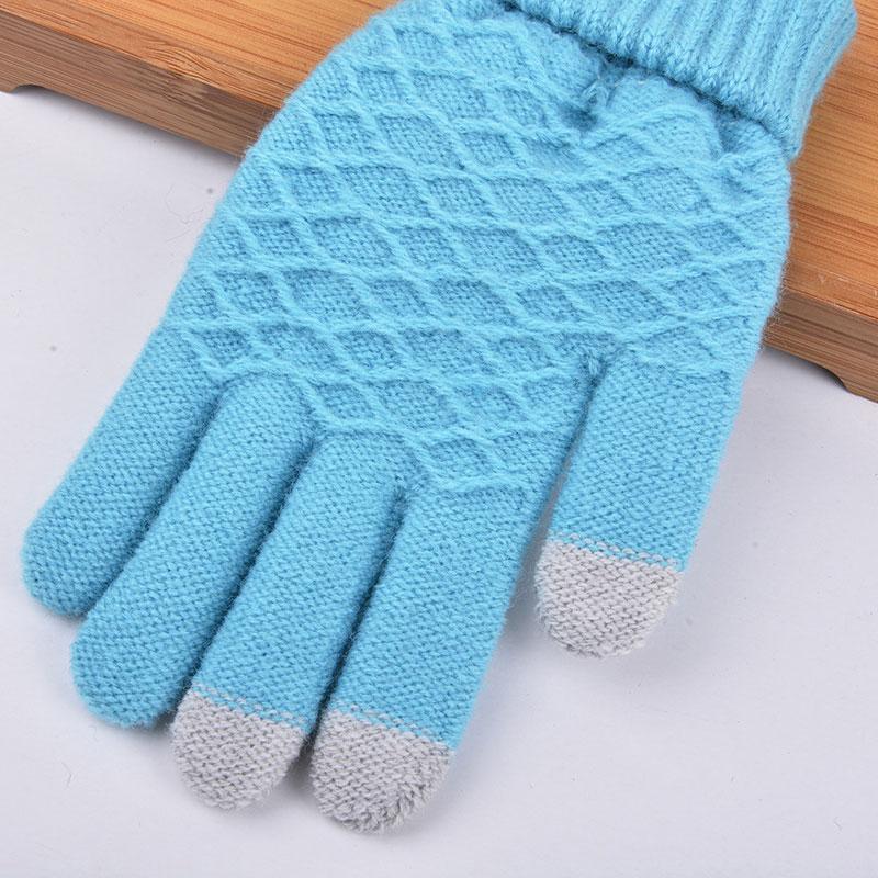 

Fashion Winter Warm Solid Knitted Full Finger Gloves Mittens For Smart Phone Touches Screen GDD99