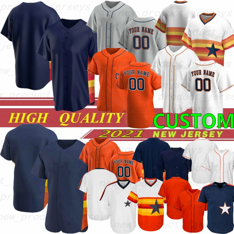 

2021 New Baseball Jerseys 27 Jose Altuve 2 Alex Bregman Carlos Correa Nolan Ryan George Springer Custom Jeff Bagwell Chipper Jones, Blue;black