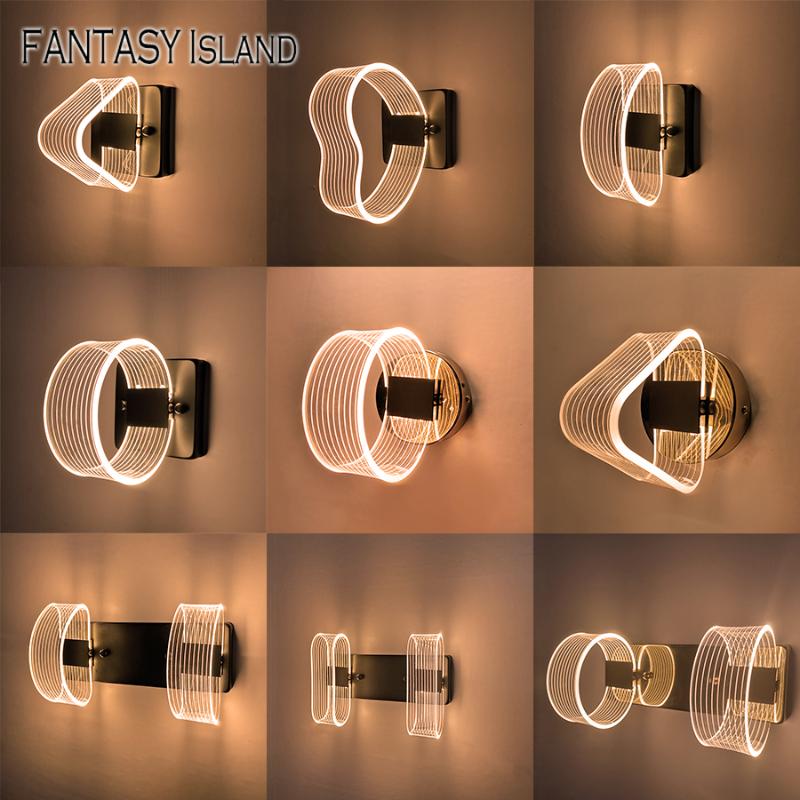 

Wall Lamp Dimmable Light With Switch Control AC180-260V LED Wall Light for Bedroom Living Room Acrylic Single Double Head