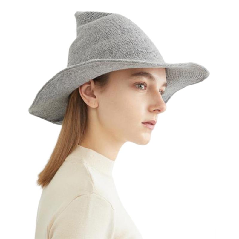 

New Fashion Women Ladies Knitted Hat Solid Color Bucket Hats Fisherman Cap Witch Hat Black Gray Pink Beige