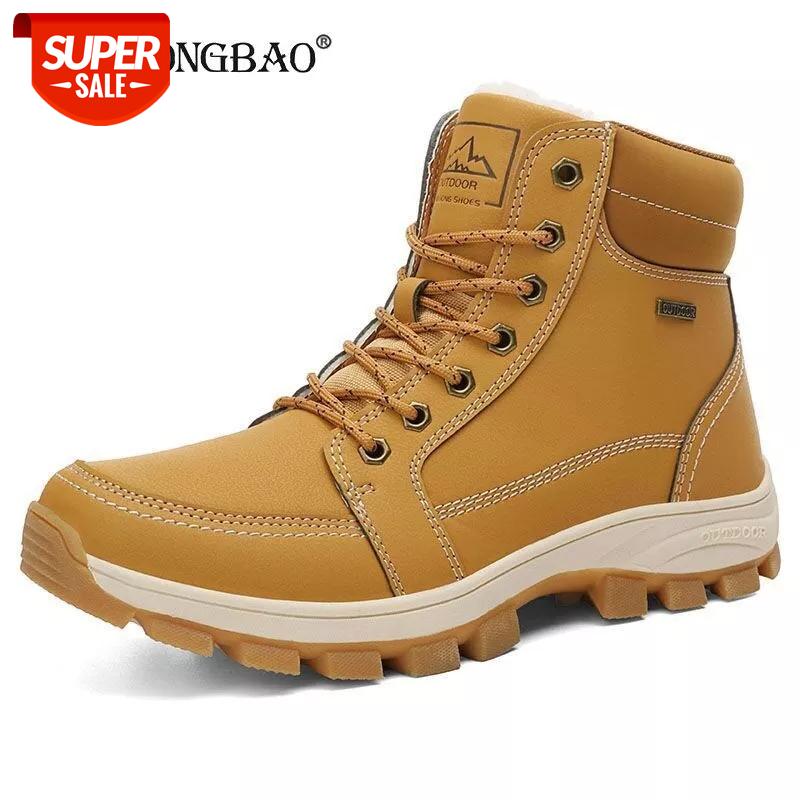

Brand Winter Men Boots Warm Plush Men Snow Boots Outdoor Waterproof Hiking Fashion Comfortable Sneakers Size 39-48 #Zu3c, Beige