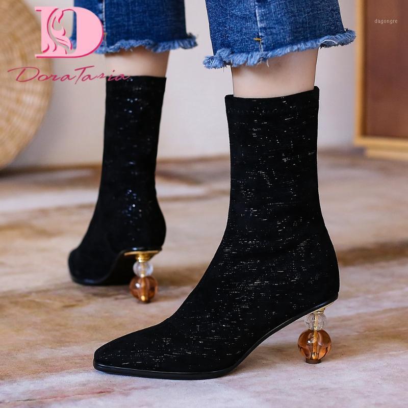 

DoraTasia New Fashion Female Square Toe Ankle Boots Strange Style High Heels Boots Women Autumn Office Daily Shoes Woman1, Black