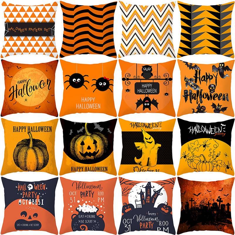 

Bedding Supplies 45*45cm Halloween Pillow Case Pumpkin Pillow Cover Cushion Case Halloween Home Car Decoration W020