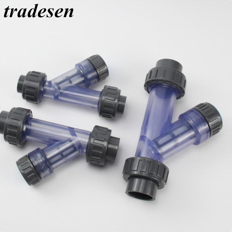 

1pc Transparent UPVC Y-Type Filter Aquarium Fish Tank PVC Pipe Connector Irrigation Filters Garden Water Pipe Connectors, Inner dia20mm