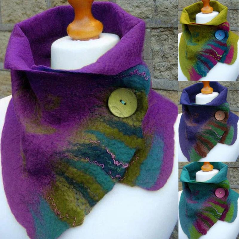 

Women Casual Printing Scarf Fashion Retro Multi-Purpose Shawl Button Scarf 4