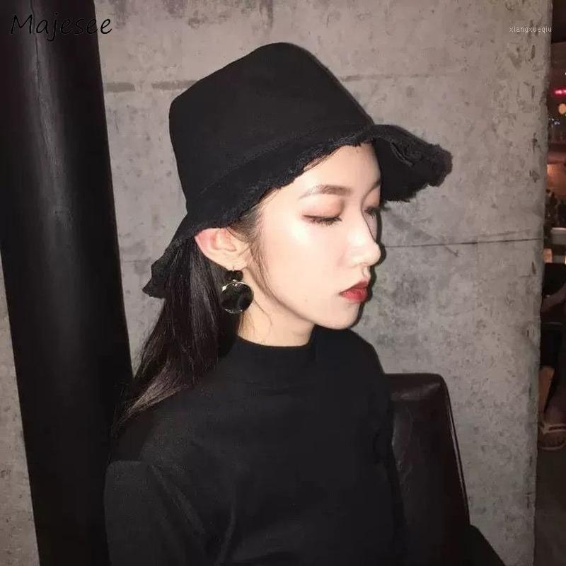 

Wide Brim Hats Bucket Women Solid Flat Distressed Folded Korean Version Trendy Female Summer Fishman Hat Design Casual Shade, Blue;gray