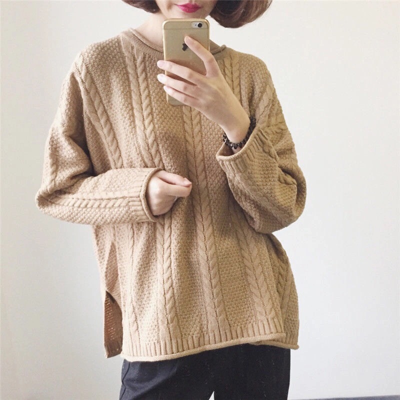 

2021 New Long-sleeved Autumn Sweaters From the Vintage Newly Arrived Women Mesh Jumper Loose Streetwear Knitting Tops 3TB5, Beige