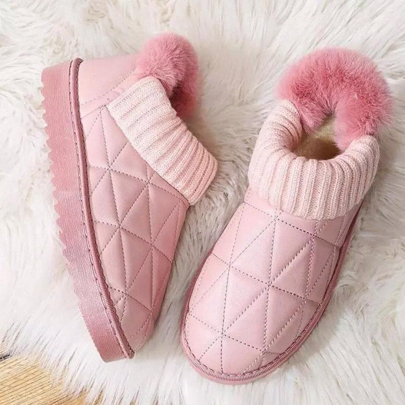 

2020 Winter Boots Women Waterproof Snow Shoes Warm Fur Ankle Boots Female Slip On Flat Casual Shoes Couple Plus Size #Gh1m