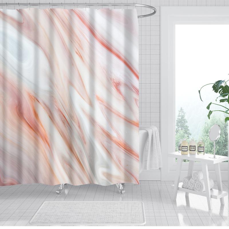 

Waterproof Simple Light Pattern Line Single Printing Shower Curtain Polyester for Bathroom Decor with 12Hooks cortinas de bano