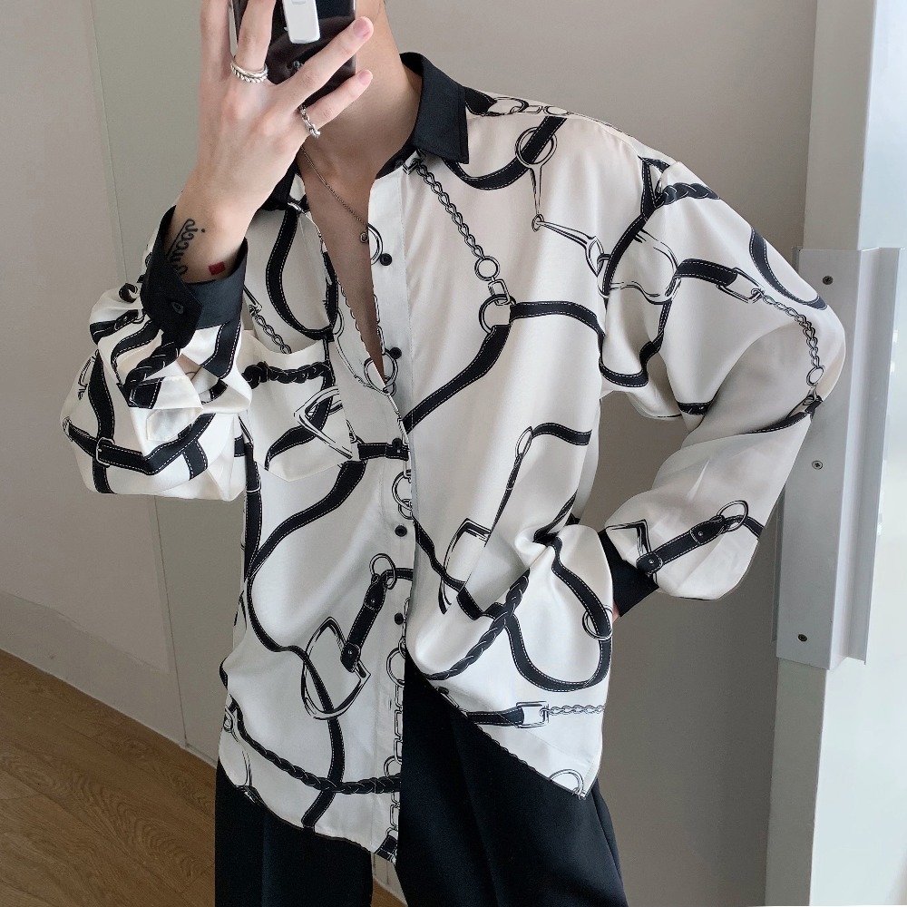 

2021 Xs!! Self-made Men Women New Top Silk Grid, Linen Loose Neutral Satin Chain Shirt Matching Colour. 2O4O, 11