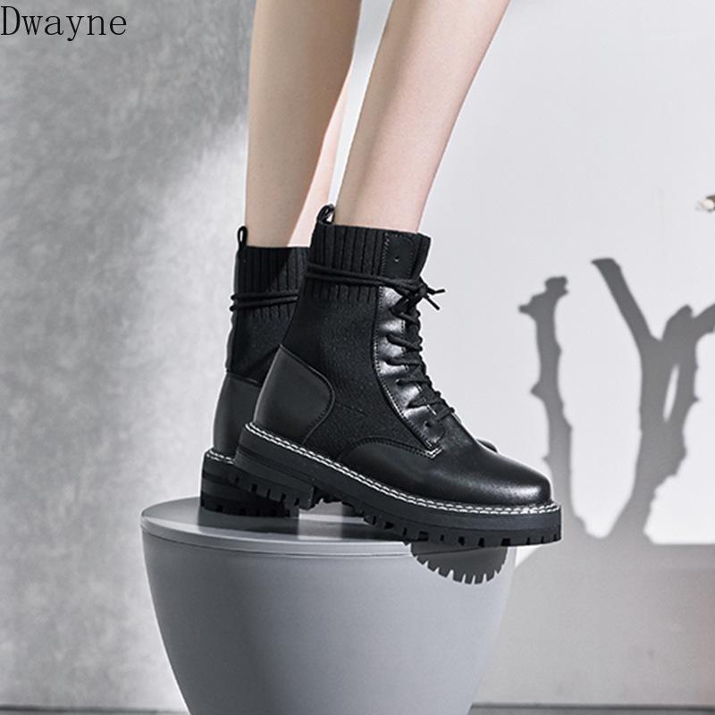 

2020 winter new boots women fashion simple stitching comfortable breathable stretch cloth upper casual boots1, Black