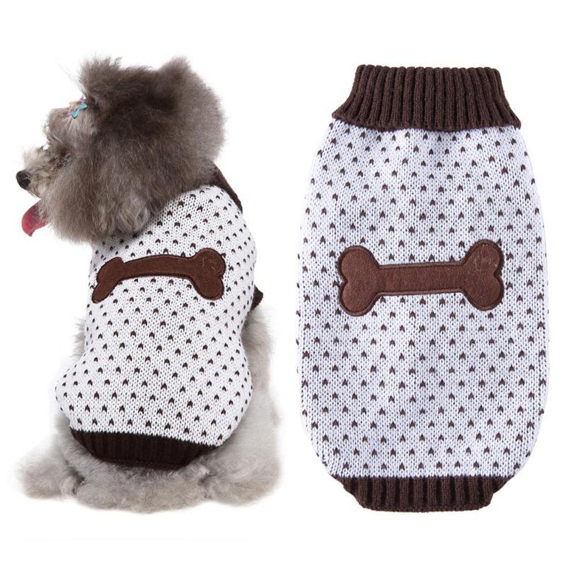 

Puppy Dog Sweater Winter Warm Clothes Small Dogs Christmas Costume Chihuahua Coat Bone Pattern Knitting Crochet Clothing Jersey