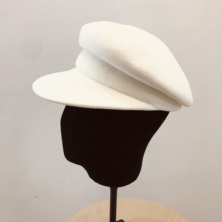 

Spring White Woolen Women Retro Beret Casual Cap Baseball Cap Felt Berets Hat