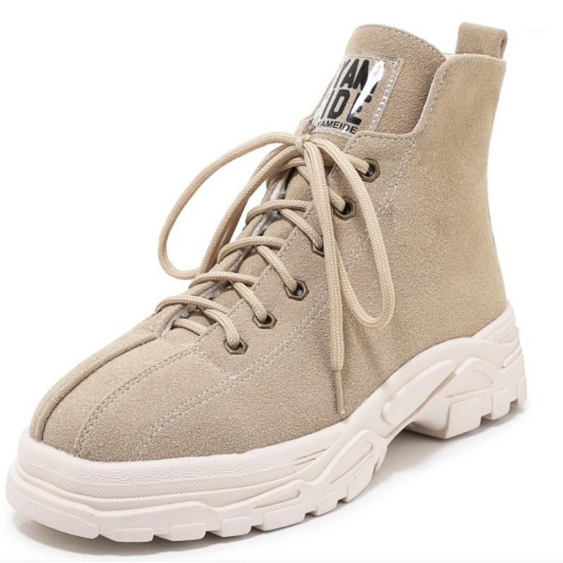 

Fanyuan Snow boots Platform Lace Up Ankle Boots Sewing Round Toe Women Shoes Autumn Winter Flock Ladies Size 29-461, Black-without fur