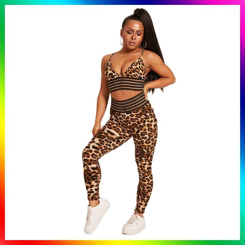 

Cross Border Europe and America Large Size Sports Yoga Clothes Suit Female Leopord Pattern Snakeskin Print Bra Yoga Pants Gauze1, Leopord pattern bra