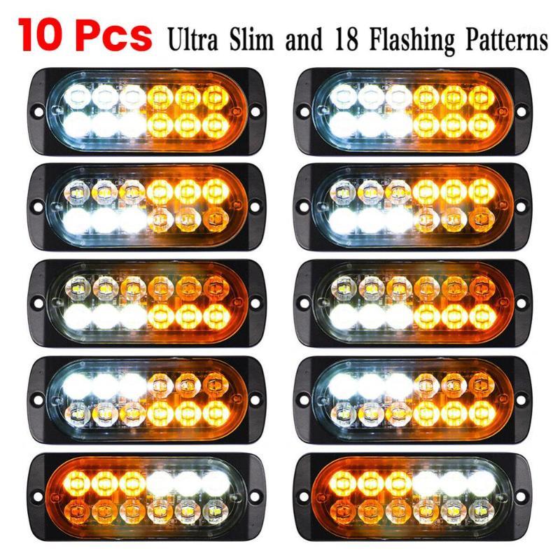 

Rush Sale! 10PCS Emergency 12 LED Amber White Strobe Light Tow Truck Flashing 12V-24V lamp light bulbs led car Wholesale CSV1, As pic