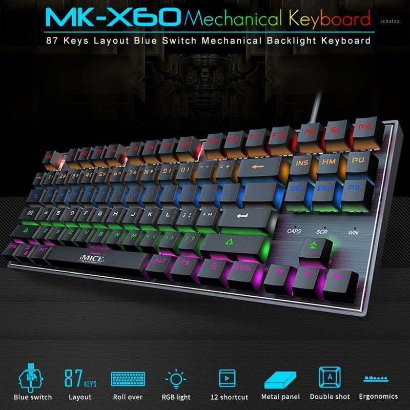 

Imice wired metal backlight RGB electronic competition eating chicken green axis 87 key mechanical game keyboard waterproof Ergo1
