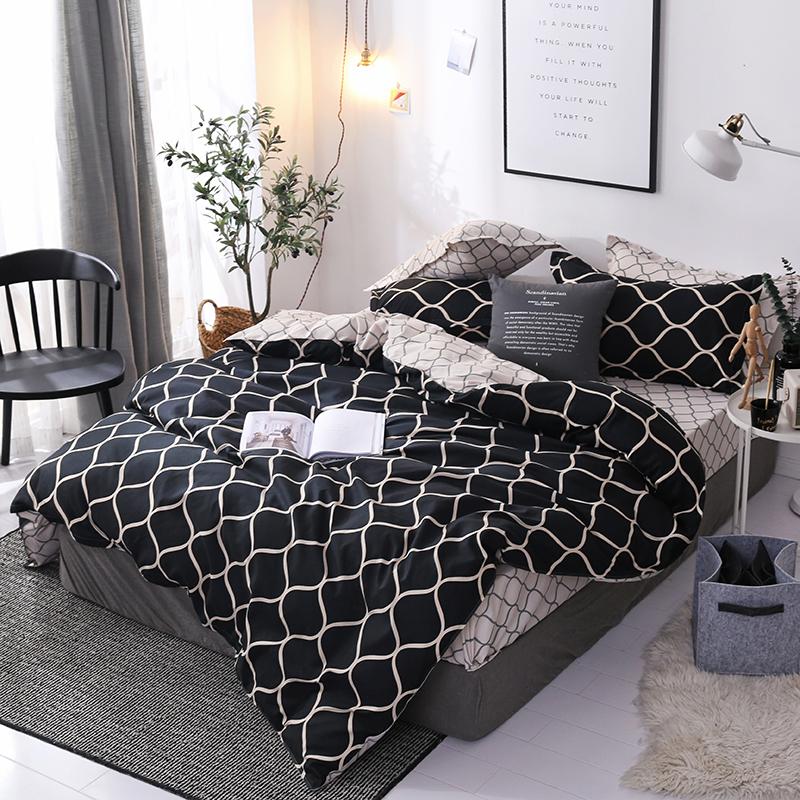 

Home Decoration Textile Comforter Bedding Set Bed Cover Queen Set Nordic Cover Case Pillow King Quilt Duvet Bedclothes, Black
