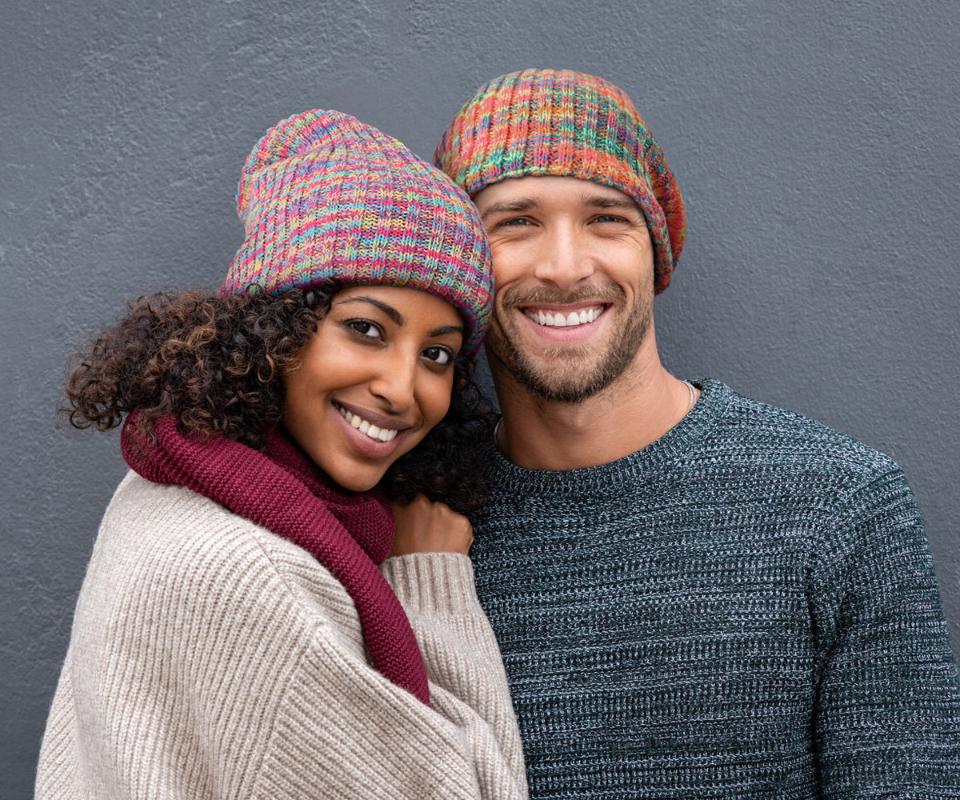 

Unisex Outdoor Knitted Beanie Hat Autumn and Winter Double-layer Color Block Couple Cap