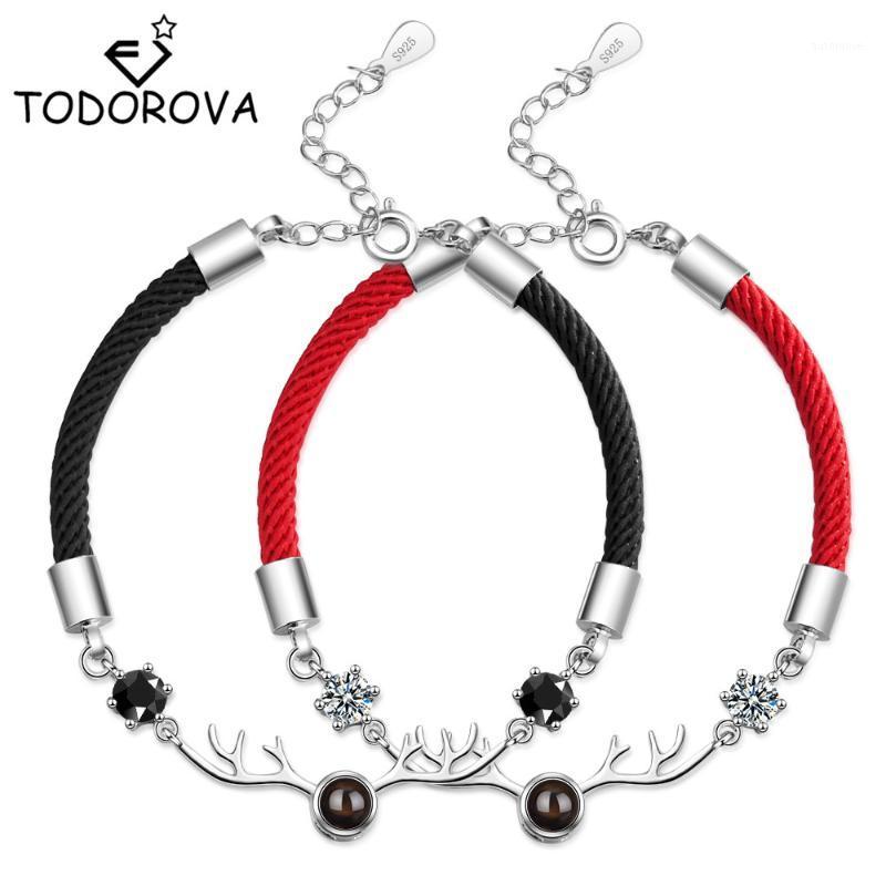 

Todorova New Fashion Black Red Thread Charm Bracelets for Women Men 100 Language I Love You Bracelet Lovers Accessories Jewelry1