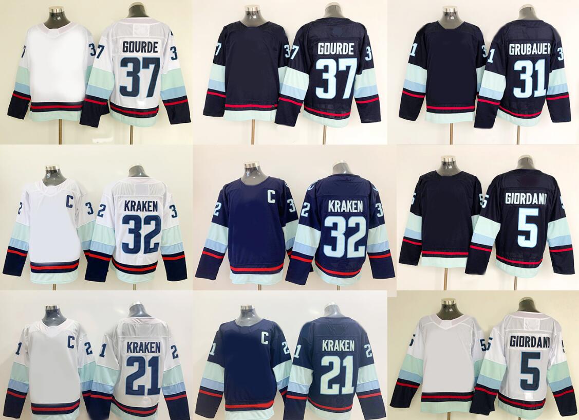 

2022 32 KRAKEN Hockey Jerseys 21 yakuda sports online local store 37 GOURDE 31 GRUBAUER 5 GIORDANO Ice WEAR MEN most breathable Plain and simple for gym, 32 kraken-white