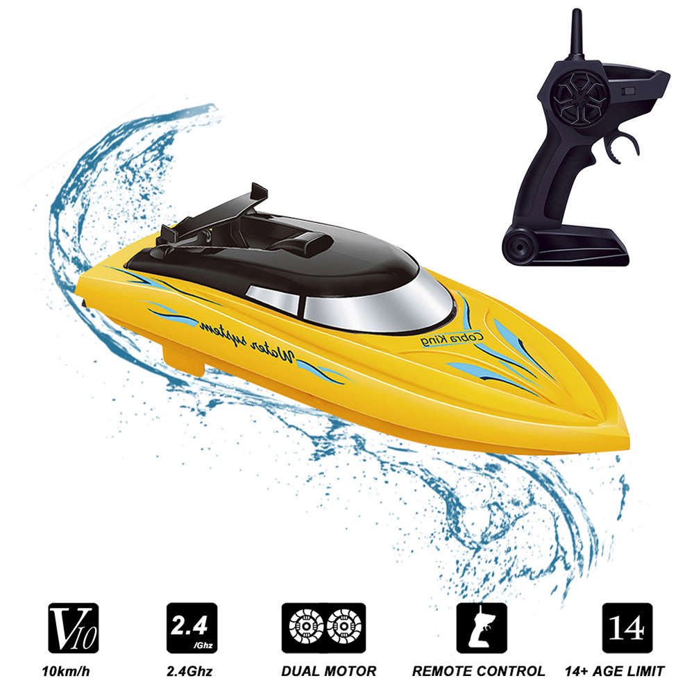 

10KM/H High Speed 2 Channels Remote Control Boats Pools Racing Boat RC Toy Gifts, Yellow