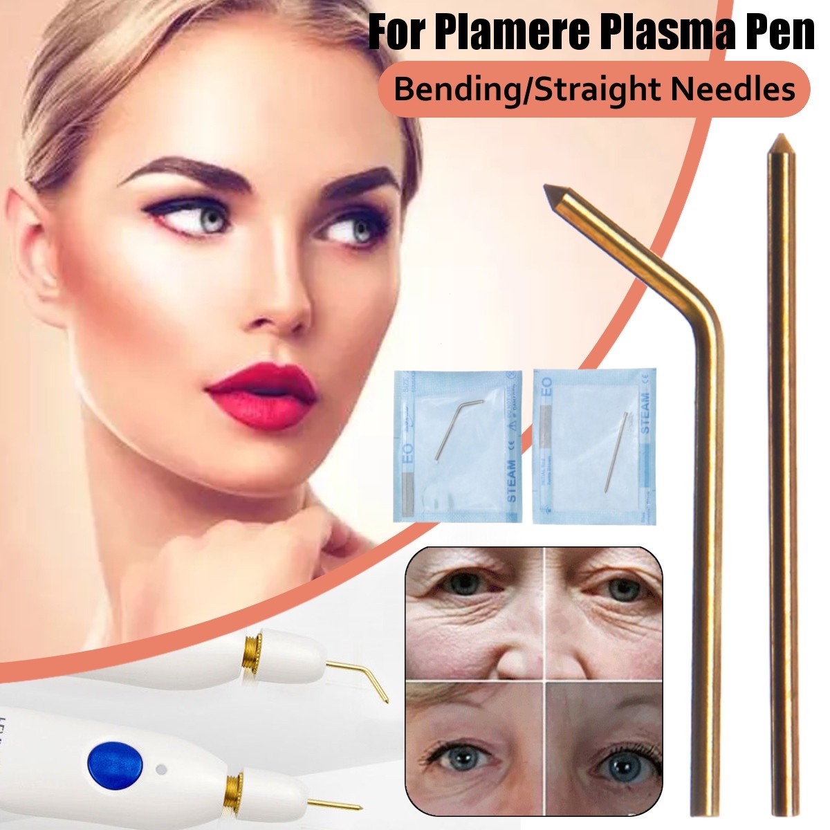 

10 PCS Copper Bending / Straight Needles for Plamere Plasma Pen Beauty Machine Spot Mole Wrinkle Removal Plasma Face Lift