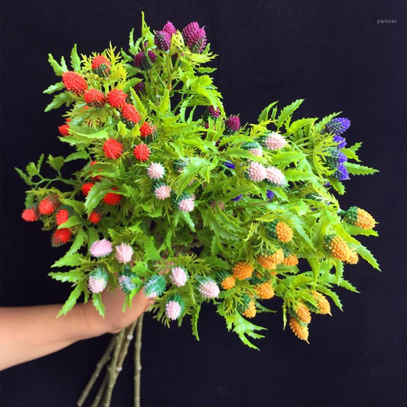 

7Pcs Fake Short Stem Mulberry 21.26" Length Simulation Plastic Mulberry Green Leaf for Wedding Home Decorative Artificial Plants1, Red