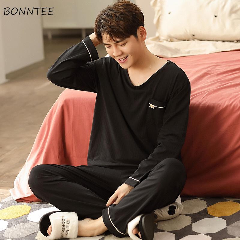 

Pajama Sets Striped Sleepwear V-neck Loose High Quality Men Night Cloth Home Wear Spring Autumn Long Sleeve Simple Casual Lounge, Y2281