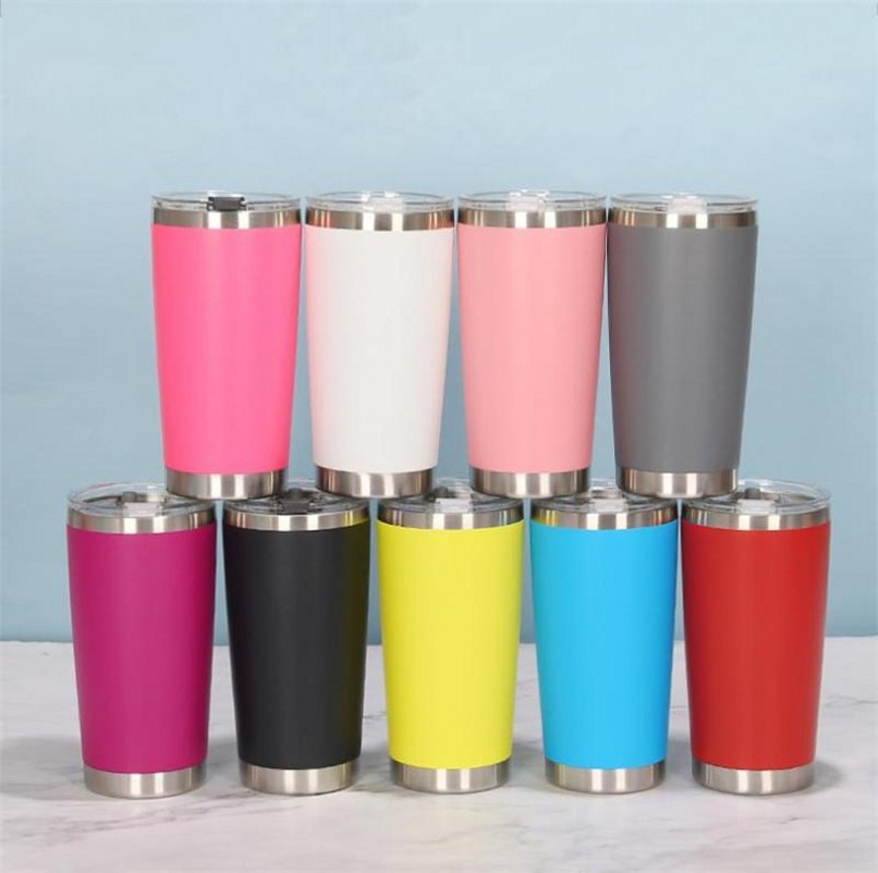 

16 Colors 20oz Tumblers Stainless Steel Vacuum Insulated Double Wall Wine Glass Thermal Cup Coffee Beer Mug With Lids For Travel, As pic