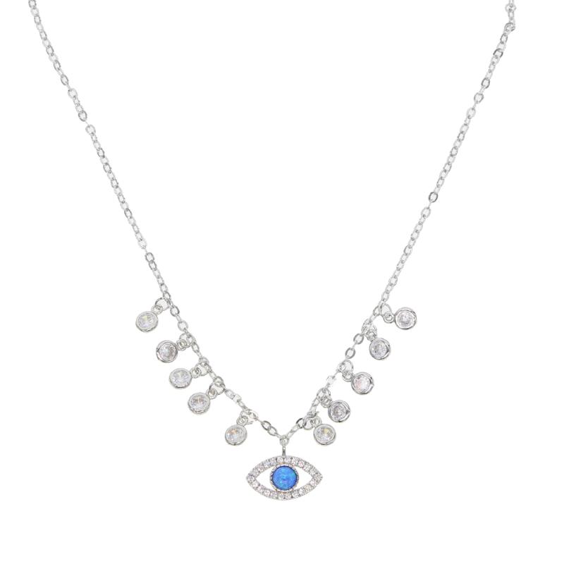 

gold color Choker Kolye Necklaces New Hot selling evil eye pendant Necklace Pave blue Eye Cz Pendant Women Jewelry 35+10cm