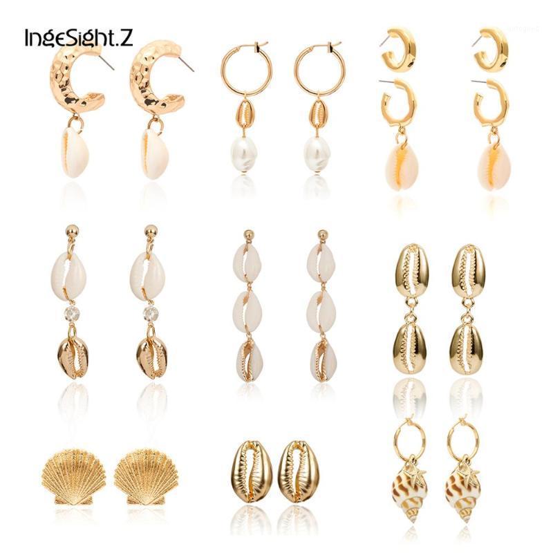 

Dangle & Chandelier IngeSight.Z Bohemian Natural Cowrie Shell Conch Hanging Drop Earrings Statement Scallop Pearl For Women Jewelry1