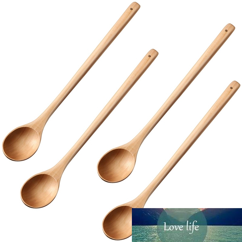

A Set of 4 Long Mixing Spoons for Cooking, Household for Children's Wooden