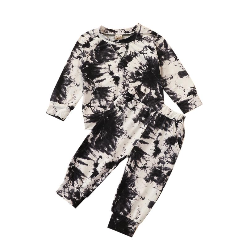 

Pudcoco 2 Piece Baby Top Pants Suit Tie Dye Printed Full Length Regular Sleeve Round Neck Pullover T-shirt Trousers Sets