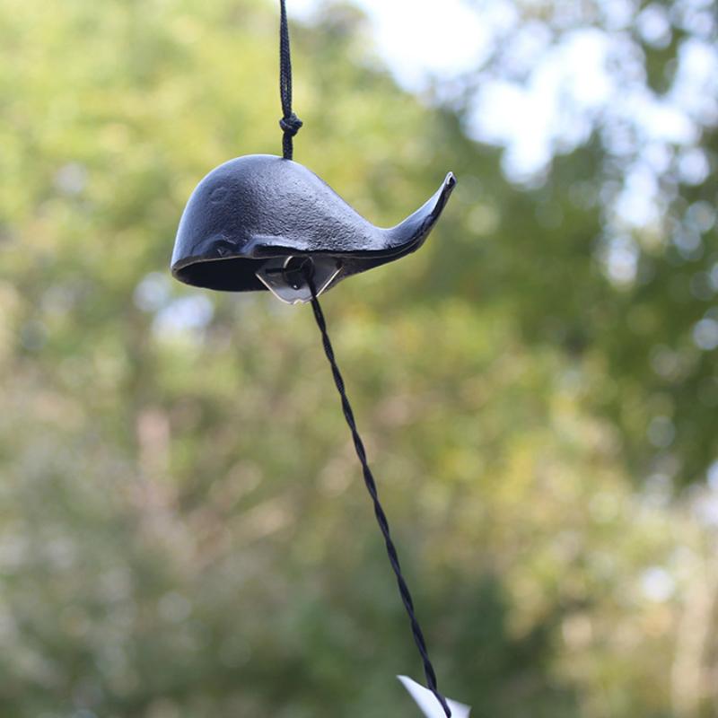 

Japanese Type FURIN Wind Chimes Black Whale Cast Iron Wall Hanging Decoration Kids Room