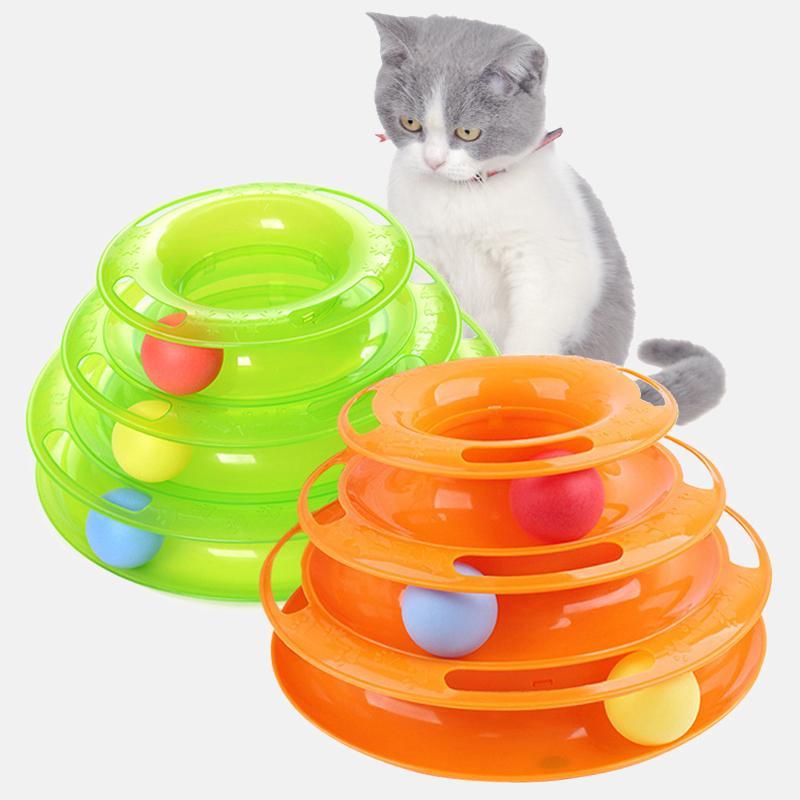 

Training Amusement plate Kitten Three Levels pet cat toy Tower Tracks Disc cat Intelligence Amusement triple disc toys ball1
