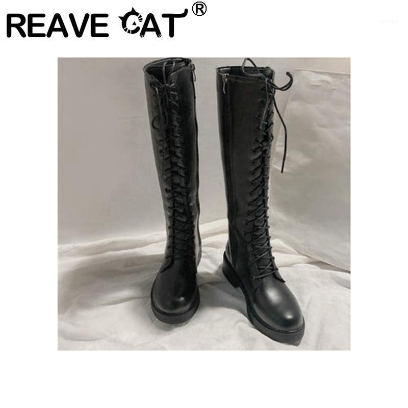 

Reave Cat Women Knee High Knight Boots Round Toe 3cm Thick Bottom Slim Lace-Up Zip Buckle Short Plush Motorcycle Size 40 A32761, Black velvet