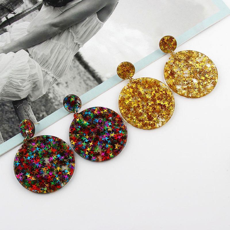 

New Boho Colorful Bling Sequins Acrylic Resin Earring Full Star Round Glitter Drop Earrings Women Fashion Acetate Jewelry1