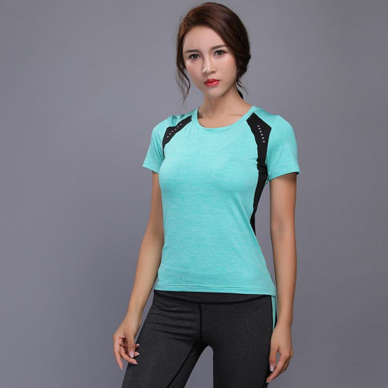 

Women Fitness Shirts Elastic Yoga Sports T Shirt Yoga Top Tights Gym Running Tops Short Sleeve Tees Blouses Shirts Sport Top, Gray 9