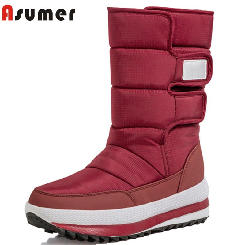 

Asumer 2021 Hot Sale Flat Platform Shoes Women Winter Ankle Boots Round Toe Comfortable Casual Thick Fur Snow Boots Women, Black