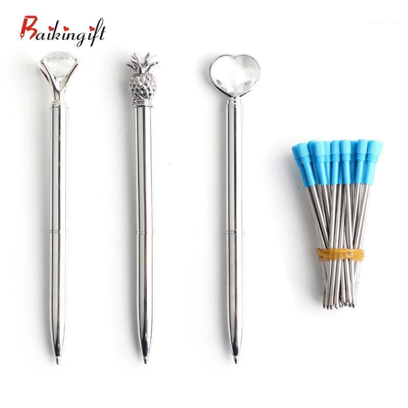 

3+10/Set Metal Ballpoint Pens 3 Mix Style Ball Pen With Refills For School Office Stationery Student Supplies Ink Black Blue1, Red