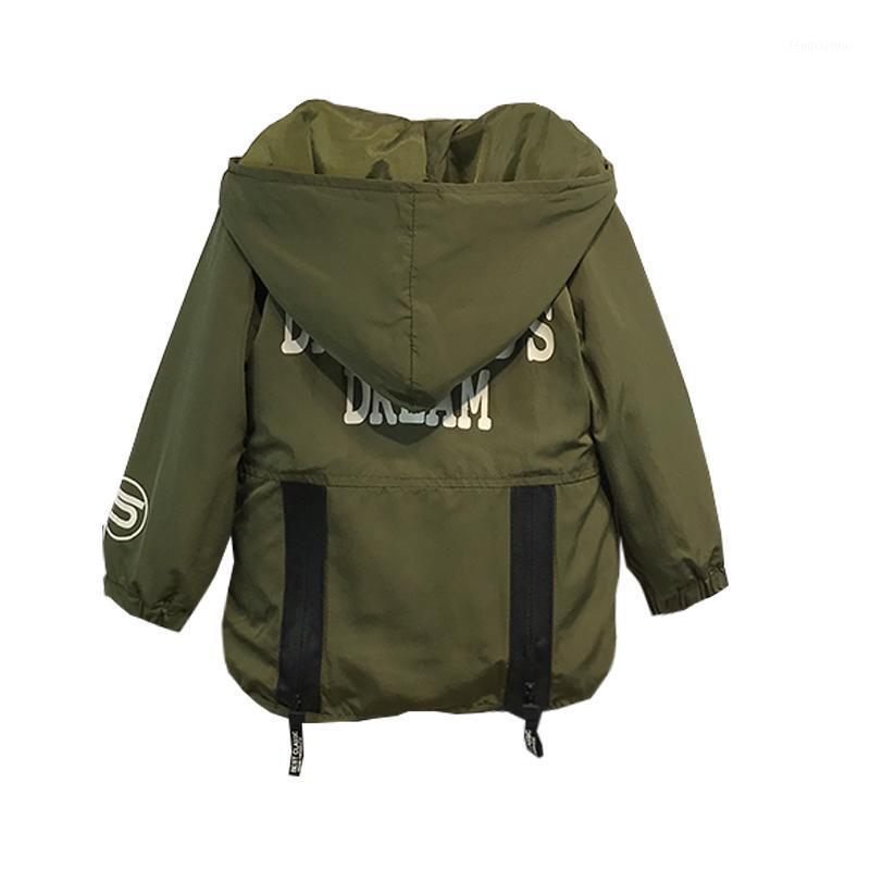 

Children Jacket For Boys Hooded Windbreaker Autumn Long Sleeve Letter Print Outerwear Zipper Kids Toddler Clothings 2-7 Years1, Green