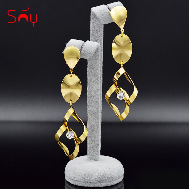 

Sunny Jewelry Drop Dangle Earrings For Women High Quality Cubic Zirconia Earrings For Party Wedding Geometric Findings