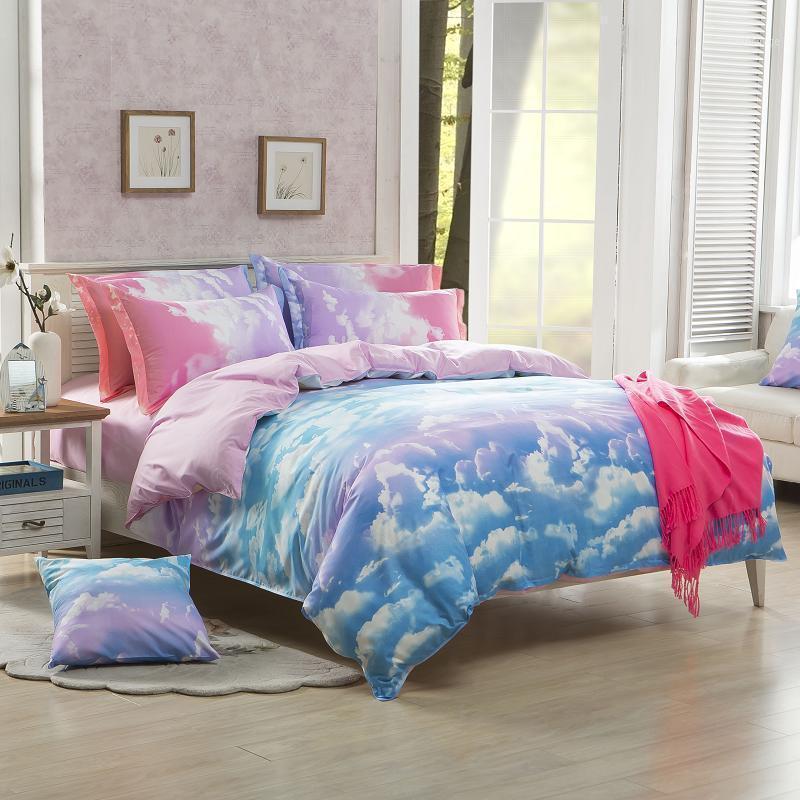 

8 Beautiful clouds clouds style cotton bedding set Bed cover SET 3/4pcs bedding pink color Bedclothes fast shipping1, Black
