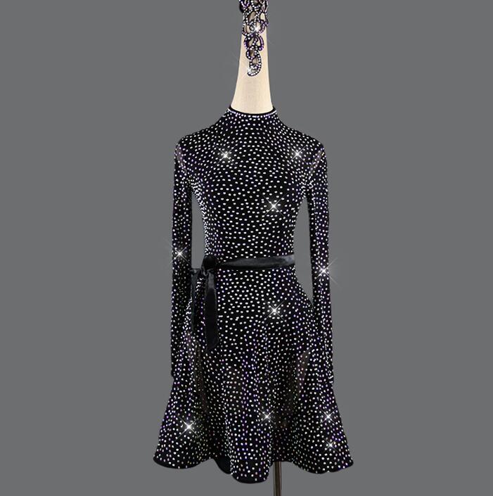 

black Professional Latin competition Dress Women professional Latin Dresses full rhinstone decoration black, blue,skin