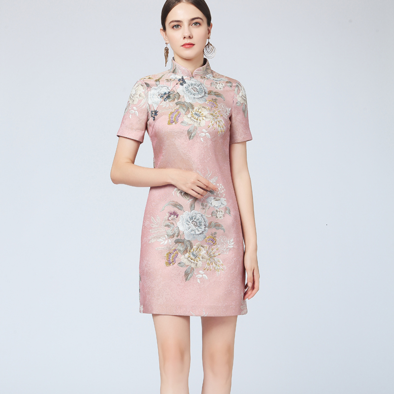 

2021 New Autumn Retro-ethnic Style Frizzy Printing Diamond Short Sleeves Elegant Temperament of Women in High Quality 4hpo, Sky blue.