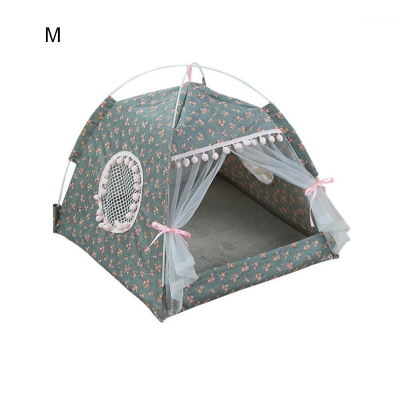 

2021 Portable Foldable Pet Dog Tent House Breathable Print Pet Cat House With Net Outdoor Indoor Mesh Cat Small Dog Tent O1, As shown