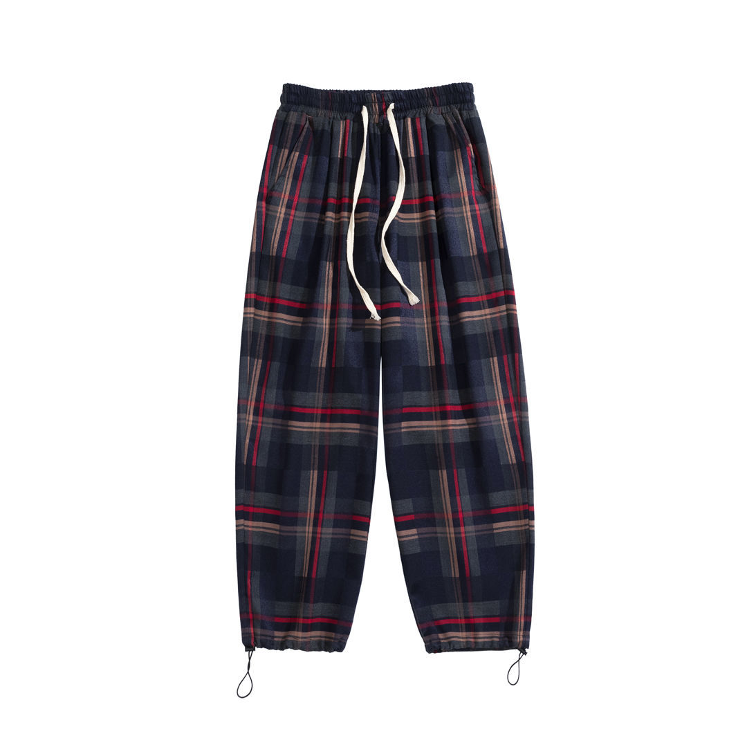 

Men's Trousers 2021 Autumn Thin New Winter Retro-verified Pants Young Clothes DBDL, Red plaid